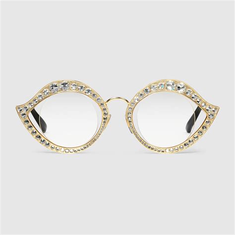 gucci cat-eye glasses with crystals|gucci cat eye optical glasses.